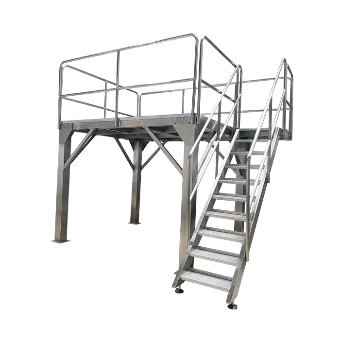 Food-grade stainless steel mezzanine work platform for multihead weigher production lines